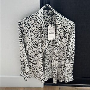 Zara Leopard Print Button-Up Blouse Size Small NWT